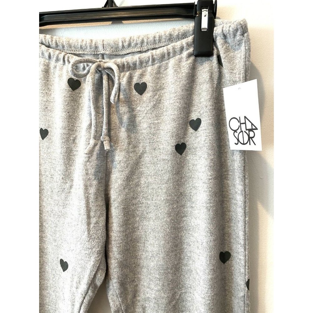 New Chaser Tiny Heart Joggers in Heather Grey - Picture 8 of 12
